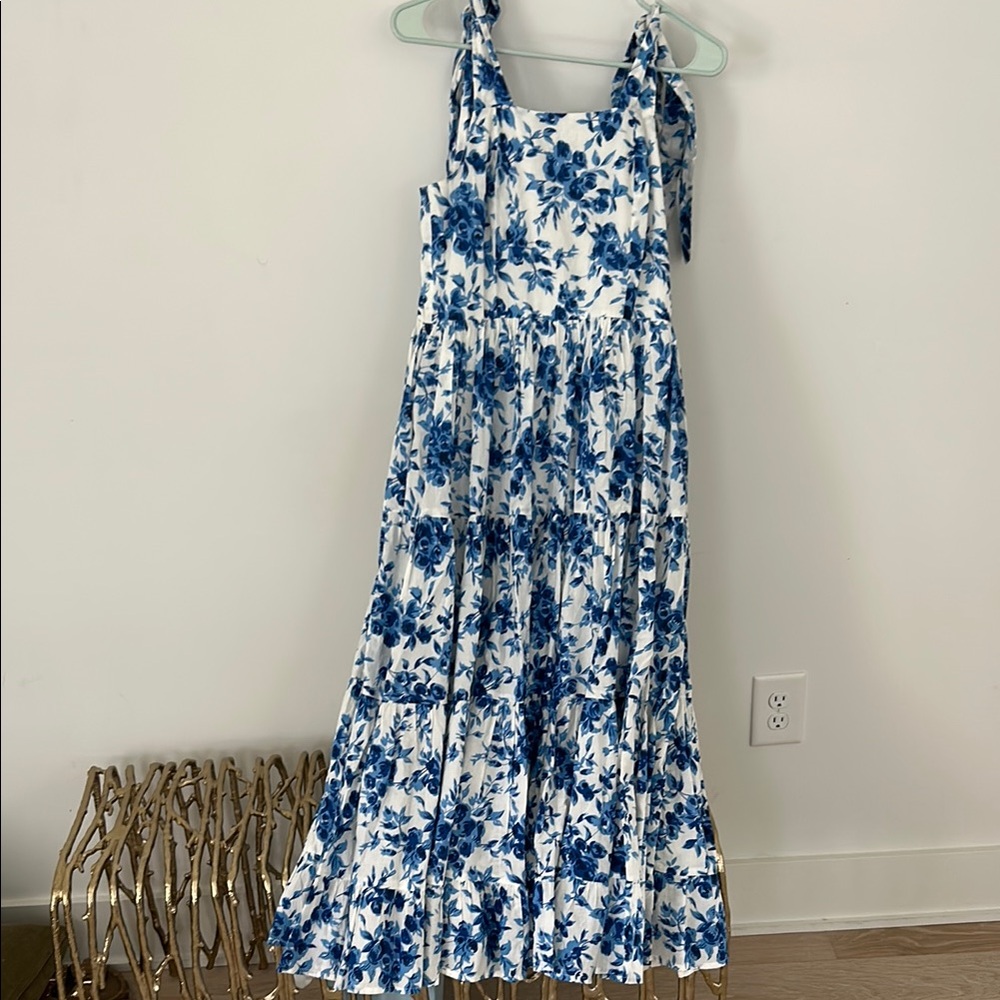 Millie Resort line Floral Blue and White Maxi Dress
